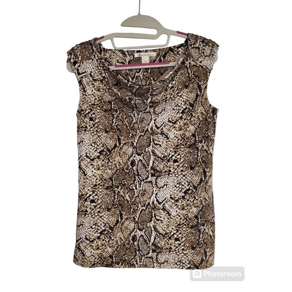 Women's Kenneth Cole Snake Print Sleeveless Blouse with Bead Accents | Size PS - Picture 1 of 9